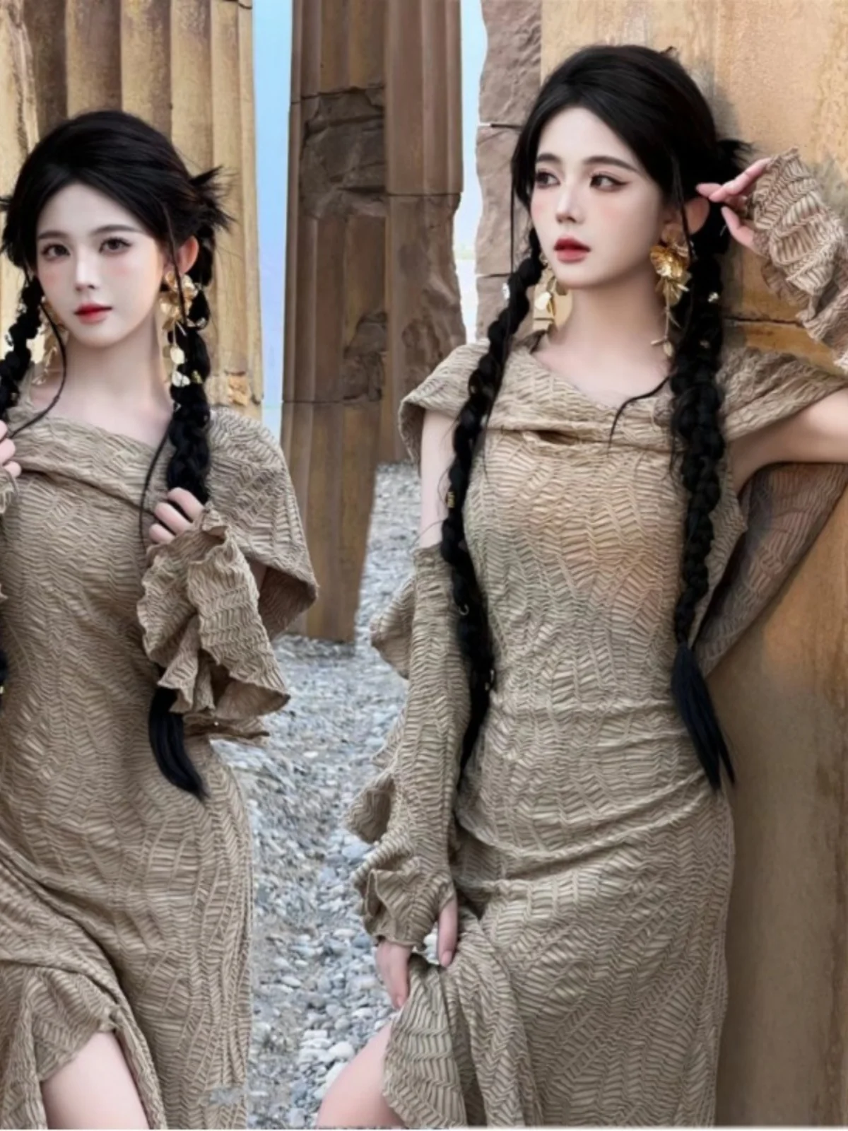 

Длинное платье в пустынном стиле для женщин: модный этнический наряд для путешествий, фотосессий, сценических выступлений и образов в стиле «Spicy Girl»