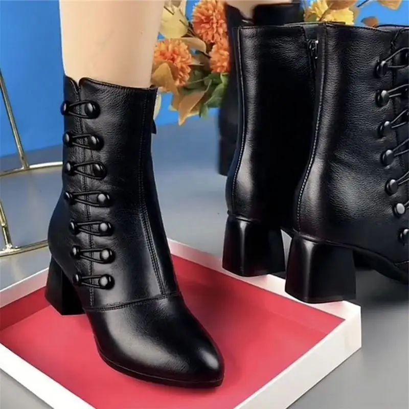 Modne buty dla kobiet PU Leather Soft Faux Plush Lining Mid Calf Boots Warm Women Boot Gift For Family Friends Colleagues