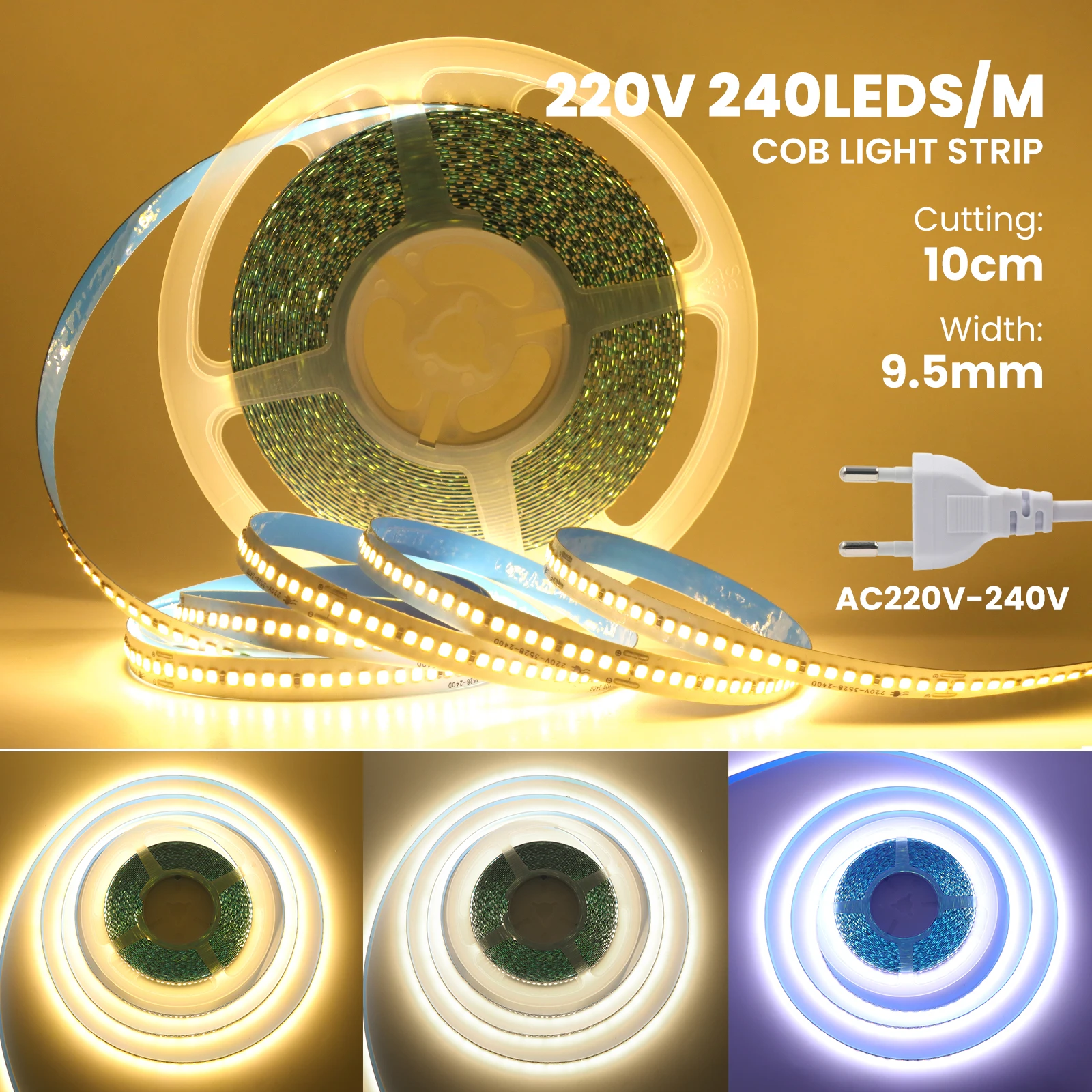 SMD 2835 240Leds/M LED Strip AC 220V 110V IP44 Home Decor Flexible Ribbon Stripe Self Adhesive Tape Strip Chain Light