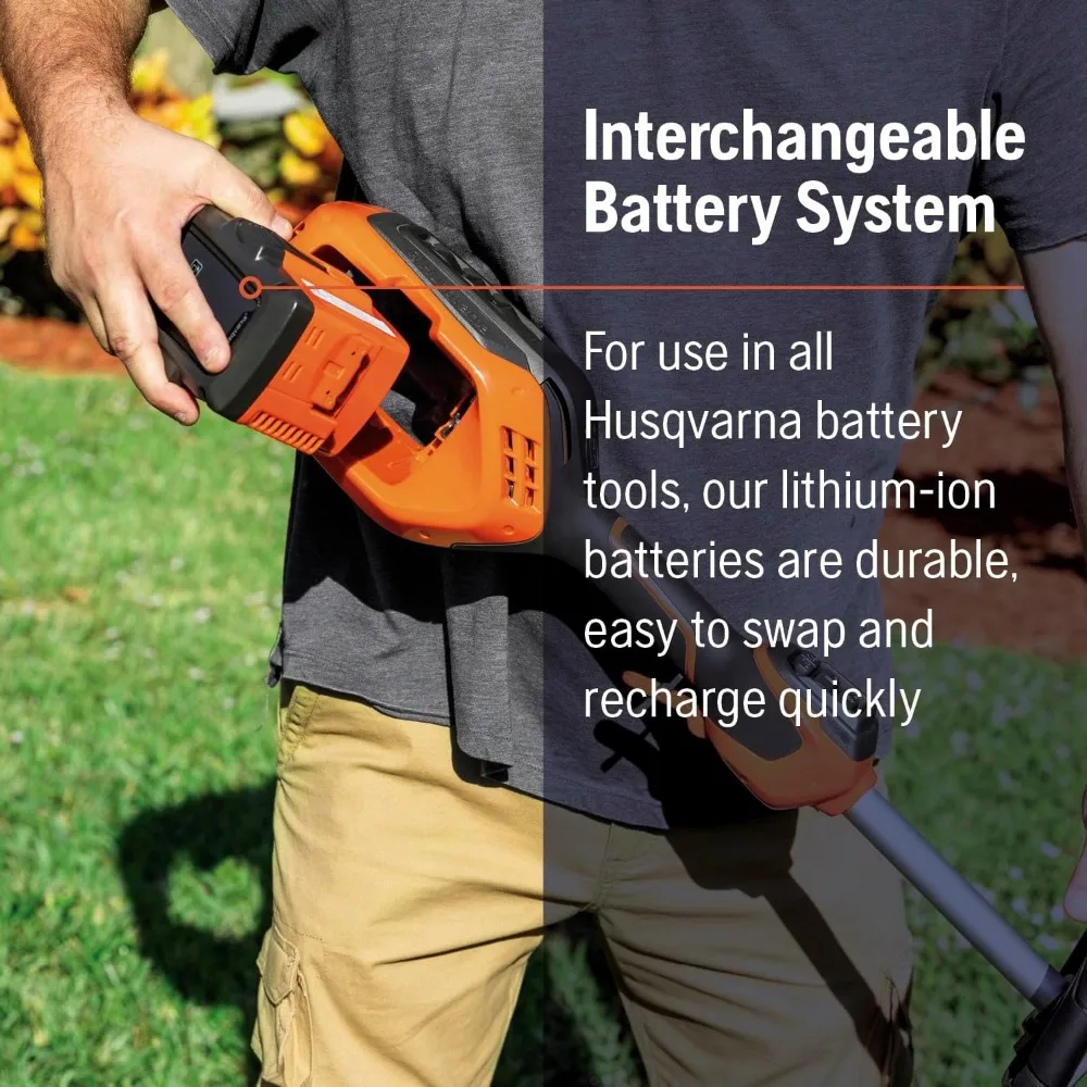 ماكينة تشذيب الخيوط الكهربائية اللاسلكية مقاس 16 بوصة مع استبدال سريع، أداة آكل الأعشاب فقط، ماكينة تشذيب الأعشاب التي تعمل بالبطارية تدوم طويلاً