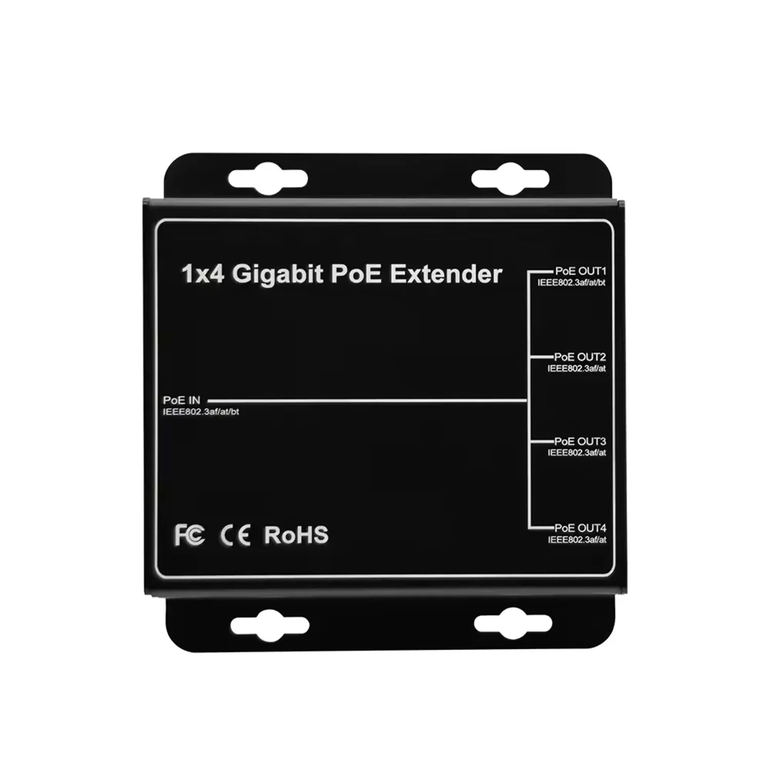 PEGATAH POE Extender 4 Port 1000Mbps Network Switch Repeater 90W IEEE802.3af/at Plug&Play for PoE Switch NVR IP Camera