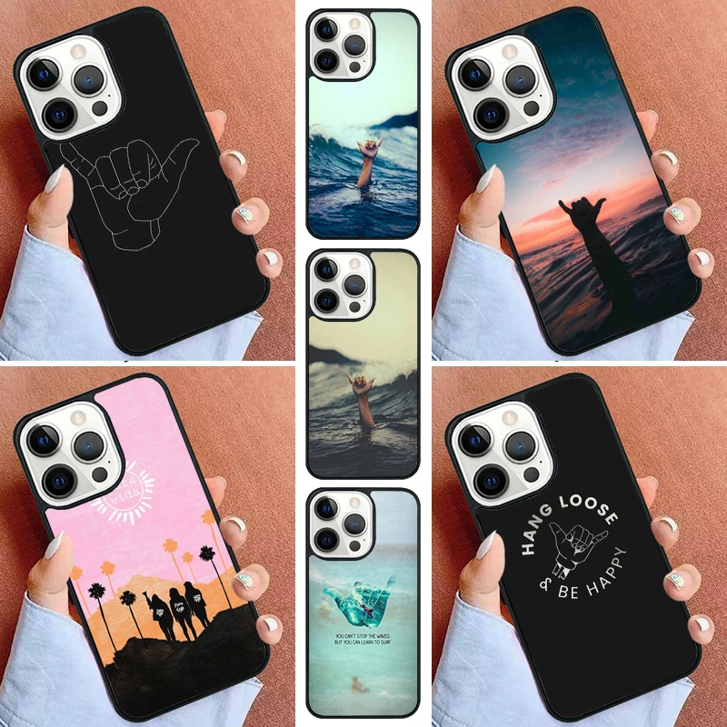 Surfer Surf Hang Loose Shaka Phone Case For iPhone 16 15 14 Pro 11 13 12 Mini Max SE 2020 6 7 8 Plus Cover Capa