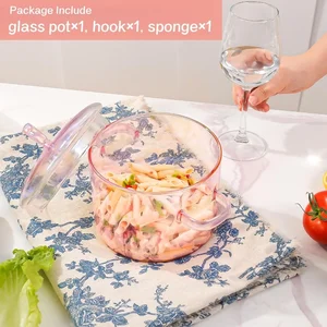 Aesthetic pink glass sauce, resistant to borosilita, binaural soup, stew pan, pasta, pots, kitchen tool 10 Main Sales Pink Pin - №6