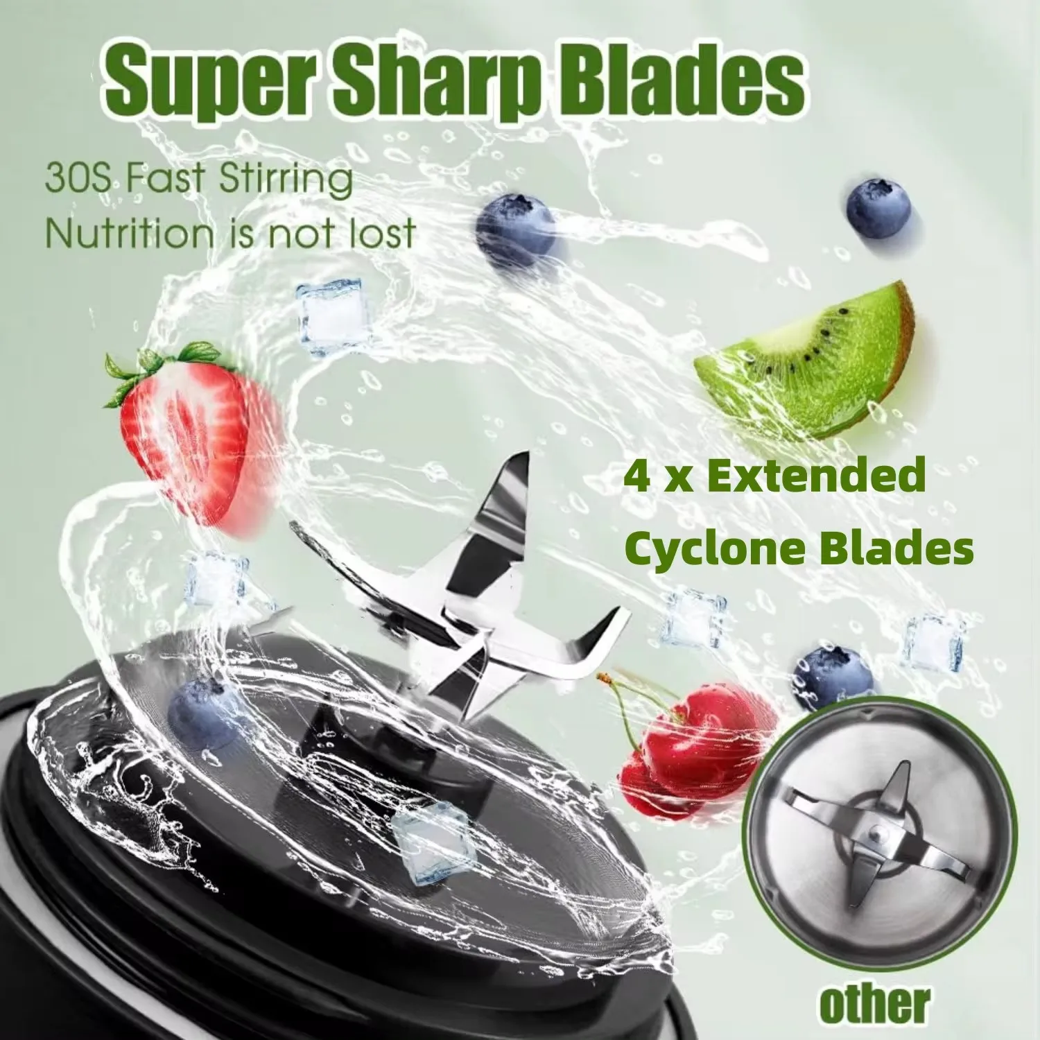 Portable Blender Electric Fruit Mixer for Shakes Smoothies 4000mAh USB Rechargeable 18oz Juicer Cup with Extended Cyclone