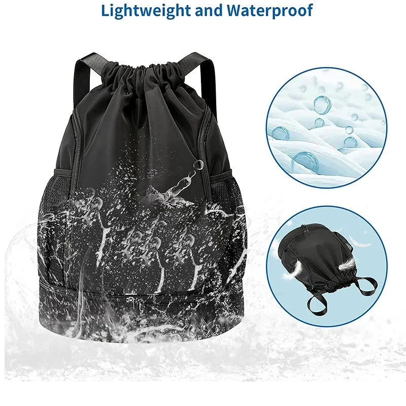 Ultralight Sports Backpack ManWomen Fitness Sports Bag DrawstringBasketball Backpack Foldable Gym Bag with Beach ShoeCompartment