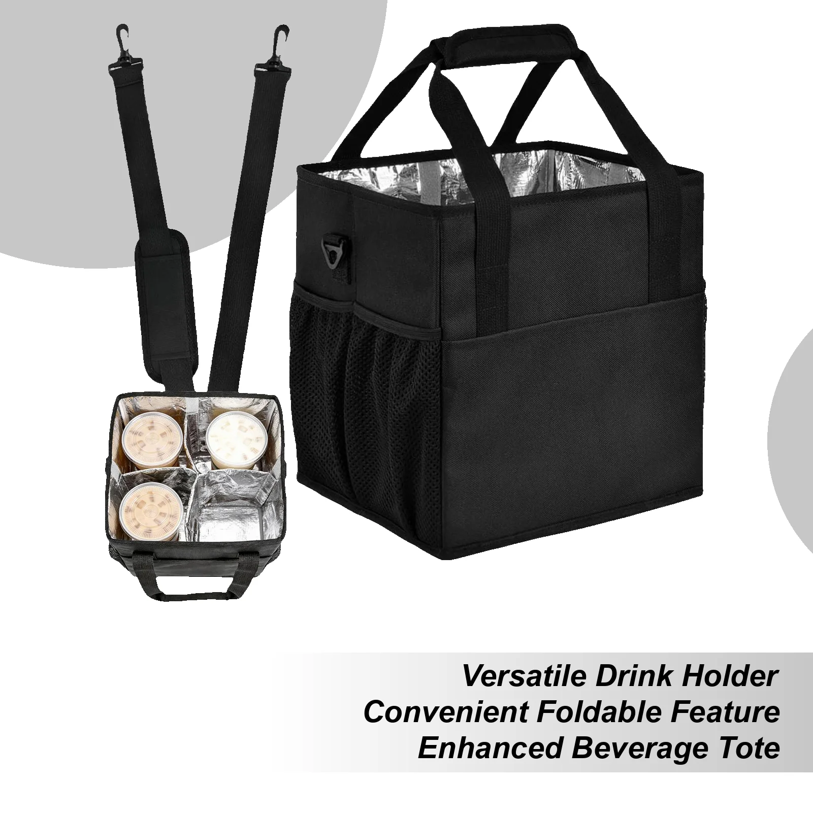 

4Cup Coffee Carrier Drink Holder Cup Carrier Takeout Carrier Insulated Beverage Bag With Handle Anti-tipping 4-cup Insulated bag