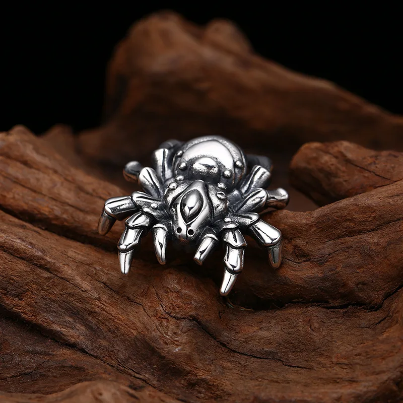 New S925 Pure Silver Personalized Spider Pendant For MenThai Silver Retro Trendy Punk Style Jewelry