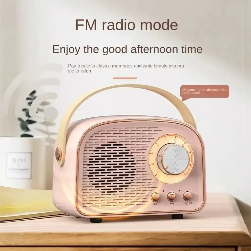 Retro Bluetooth Speakers USB AUX TF FM Radio Portable Mini Boombox Enhanced Bass For Table Home Outdoor Vintage Audio MP3