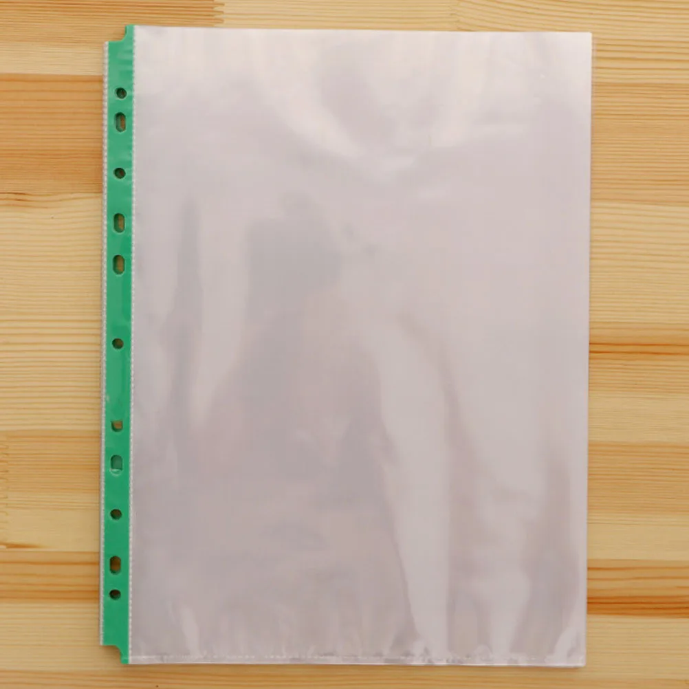 

100Pcs File Folder Sheet Protectors Transparent Eco-Friendly PP Material 11 Hole Punched Clear Binder Sleeves for A4