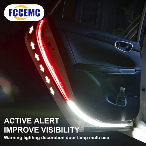 Luz de advertencia de apertura de puerta de coche de 120CM, luz de seguridad anticolisión trasera para puerta de coche, luz LED decorativa de 12V, accesorios para coche