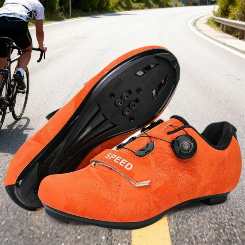 

2024 men's carbon fiber sports mountain bike shoes with cleats, women's mountain racing flat SPD road cycling shoes