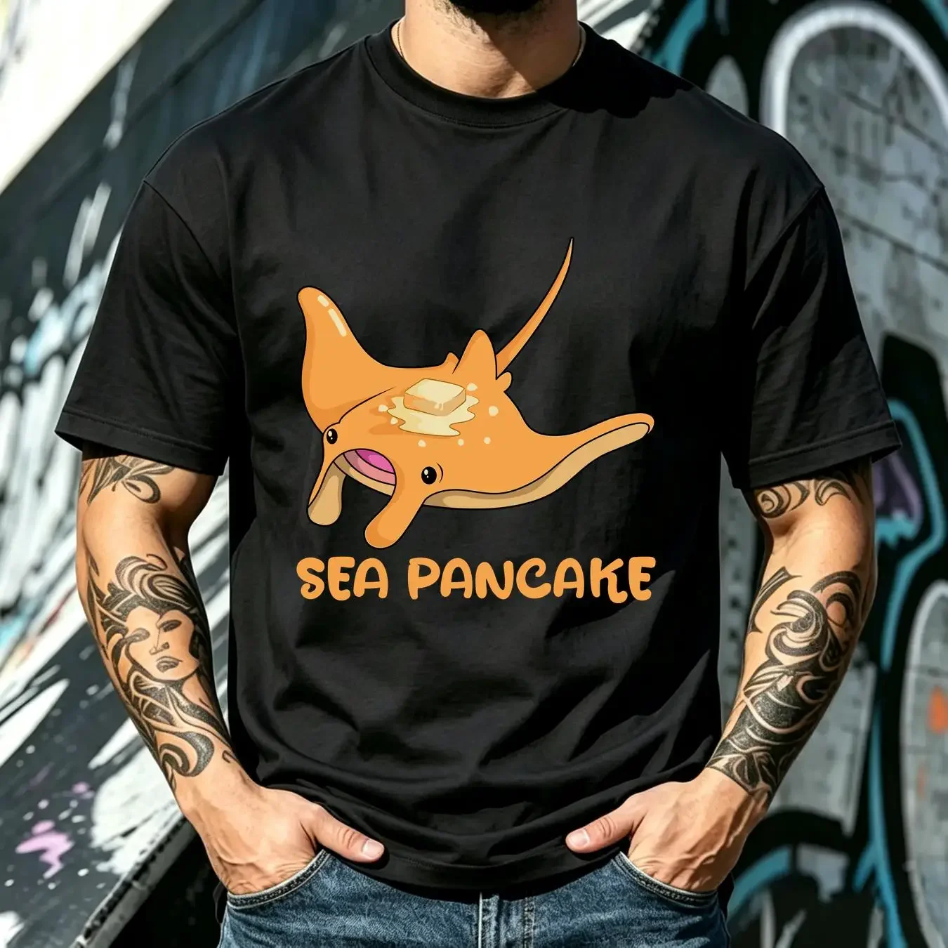 washed T Shirt Sea Pancake Manta Ray Design For Lovers Large Rays M Birostris Alfredi Stingray Devilfish long or short sleeves