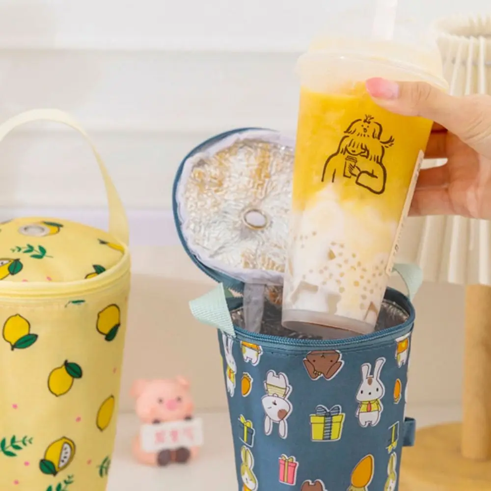 Reusable Heat Preservation Milk Tea Tote Bag Carrying Traveling Insulated Cup Cover Cloth Eco-friendly Handheld Bag