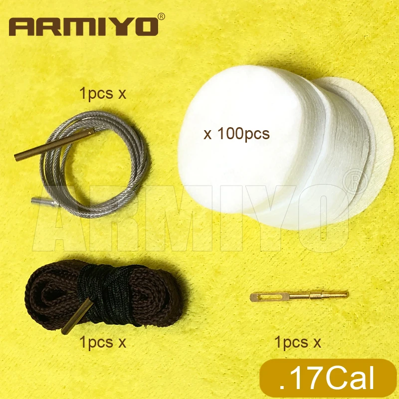 Armiyo Rohrreinigungsset mit integrierter Bürste, Seil, Messingzieher und Halterung mit Verbindungskabel, passend für.17Cal bis 12GA Rohrreinigung – Detail 2