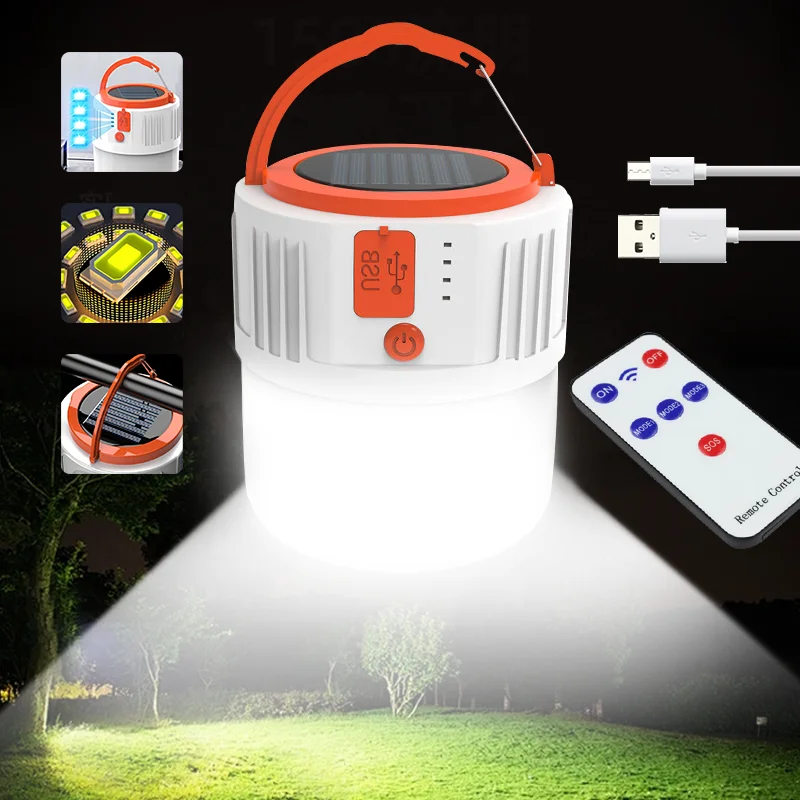 

Solar Light Bulb Camping Solar LED Light USB Rechargeable Adjustable new Tent Hanging Bulb for Outdoor Hiking Emergency Outage