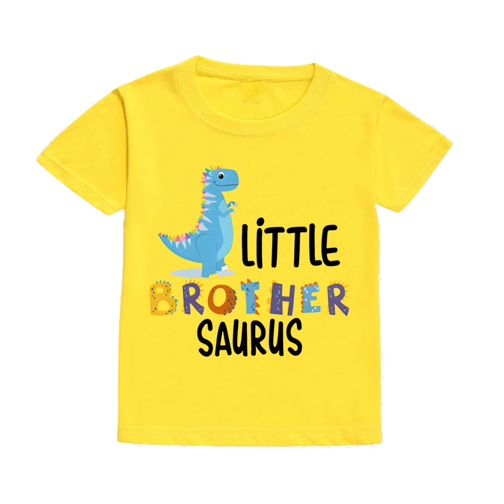 Big Sister Little Brother Dinosaur Printed Kids T-shirt for Boys Girl Sibling Matching Outfit Tops Summer Short Sleeve T Shirt