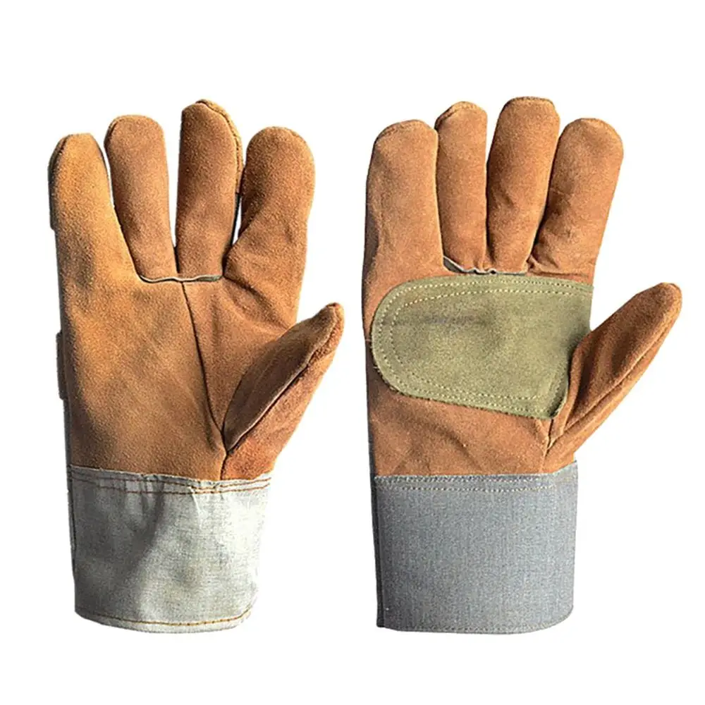 New Cowhide Welding Gloves Thick Short Labor Gloves Wear Resistant Mechanic Glove