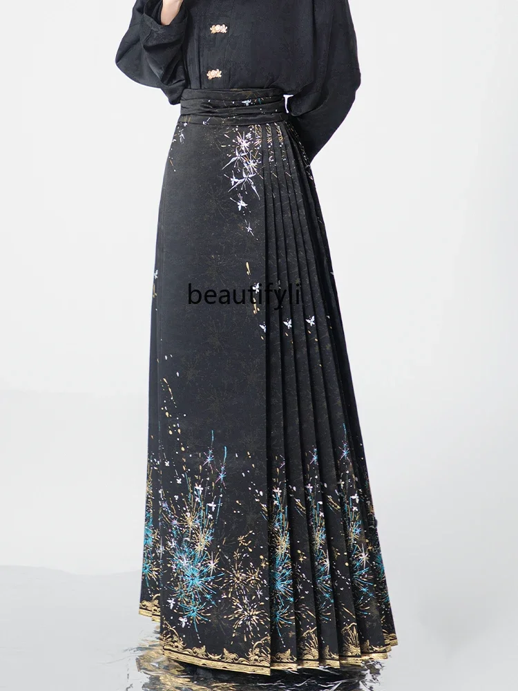 

Юбка в китайском стиле Element, новая юбка Ming Hanfu с изображением лошади