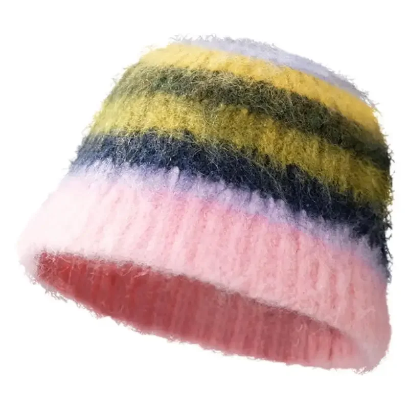 

2024 Design Multi-color Cute Knitting Cap for Women Windproof War Pillbox Knitted Ha Autumn Spring Warm Bucket Skull Beanies Hat