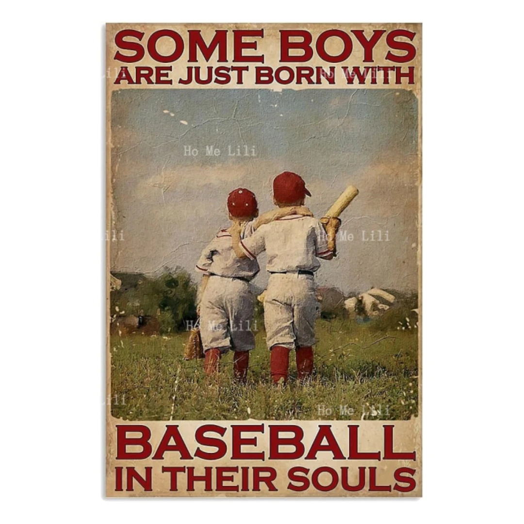 Baseball Teenager Back View Poster Metal Tin Sign Some Boys Are Born To Like Baseball Garage Pub Man Cave Novel Toilet Sign