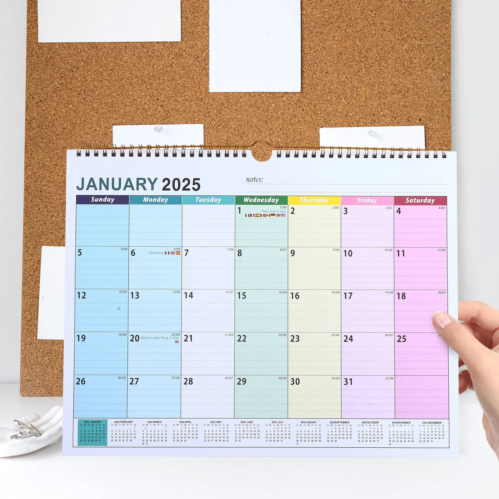 

English Calendar 2025.1-2026.6 Monthly Wall Calendar 18 Months English Calendar Wall Calendar Pendant Paper For Home Office