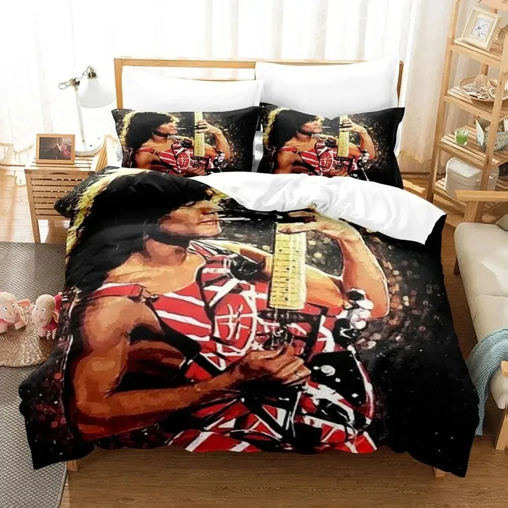 

3D Print Eddie Van Halen Bedding Set Duvet Cover Bed Set Quilt Cover Pillowcase Comforter king Queen Size Boys Adult