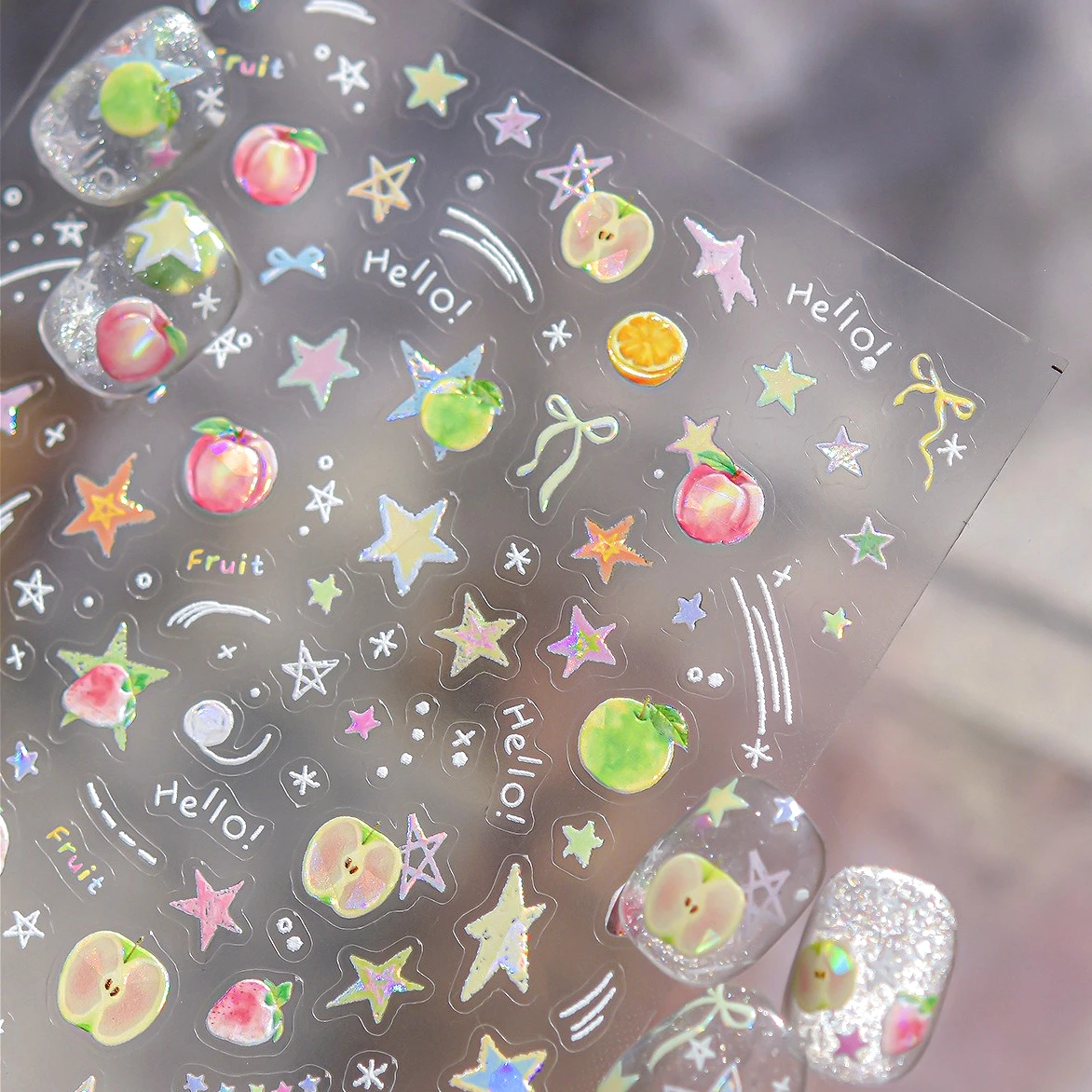 

Apple Strawberry Honey Peach Lemon Orange Meteor Shooting Star Pear Fruit Bowknot Nail Art Decorations Stickers Manicure Decals