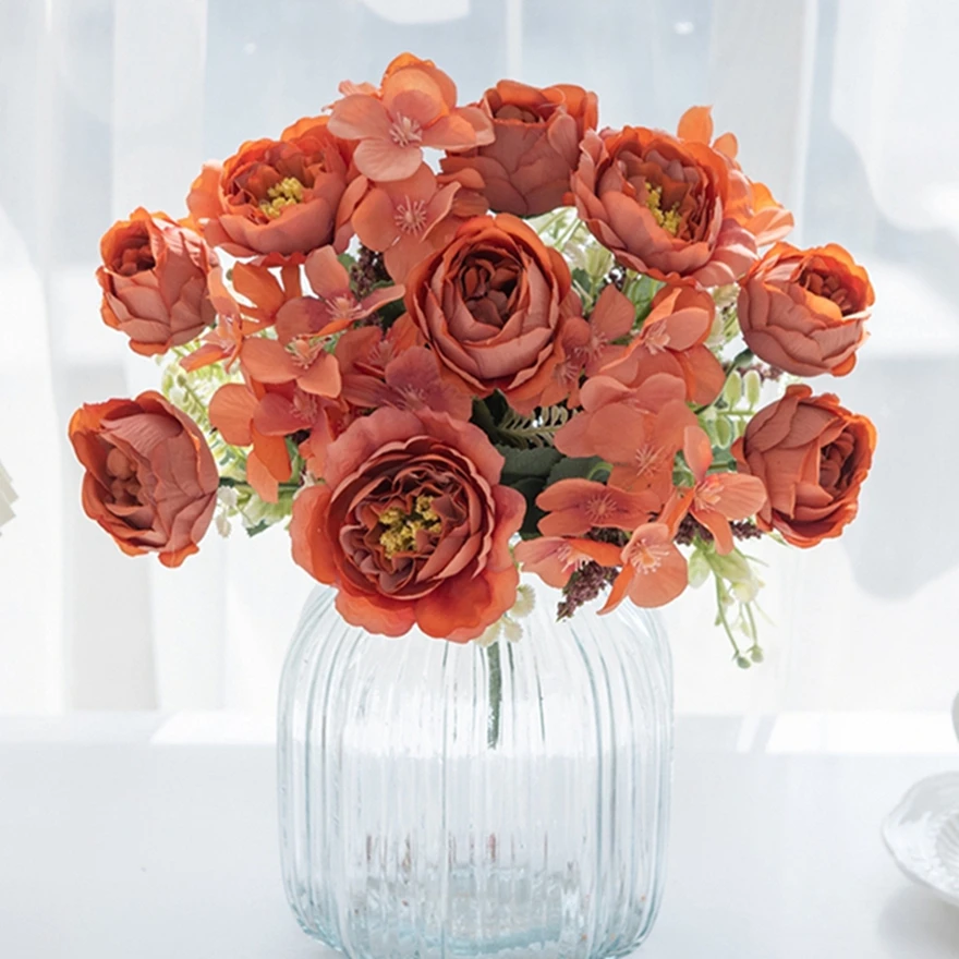 

1Pc Artificial Flowers Silk Hydrangeas Peony Wedding Halloween Bundle Festive Home Table Vase Arrangements Outdoor Pretty Decor