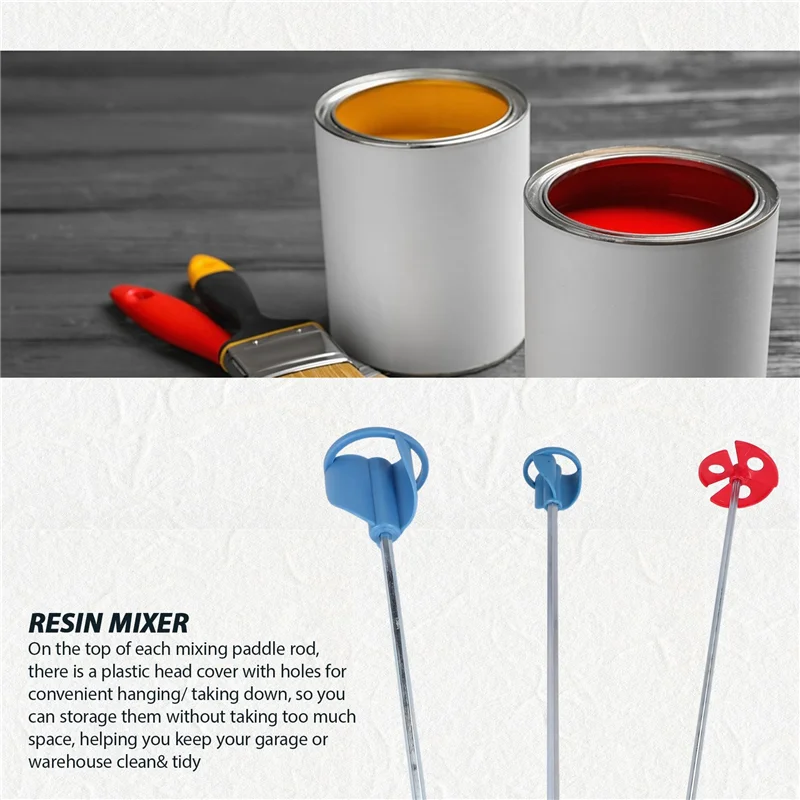 -AA95 Pack Of 3 Paint, Epoxy Resin, Mud& Glaze Mixer Paddle Blades-Power Drill Stirring Attachment-Mixer Mixing Paddles