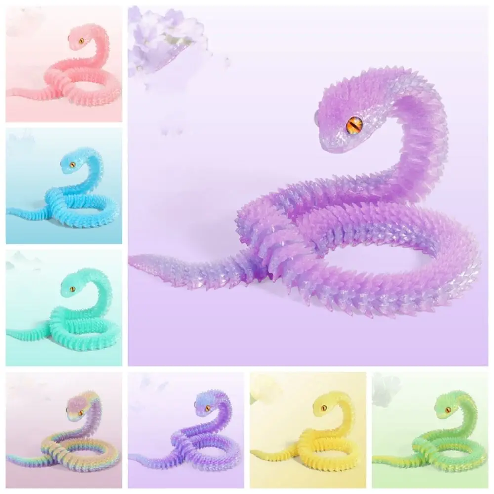 

Realistic 3D Printed Snake Toy Multicolor Rotatable Simulated Snake Ornament PLA Home Decor Simulation Snake Model Halloween