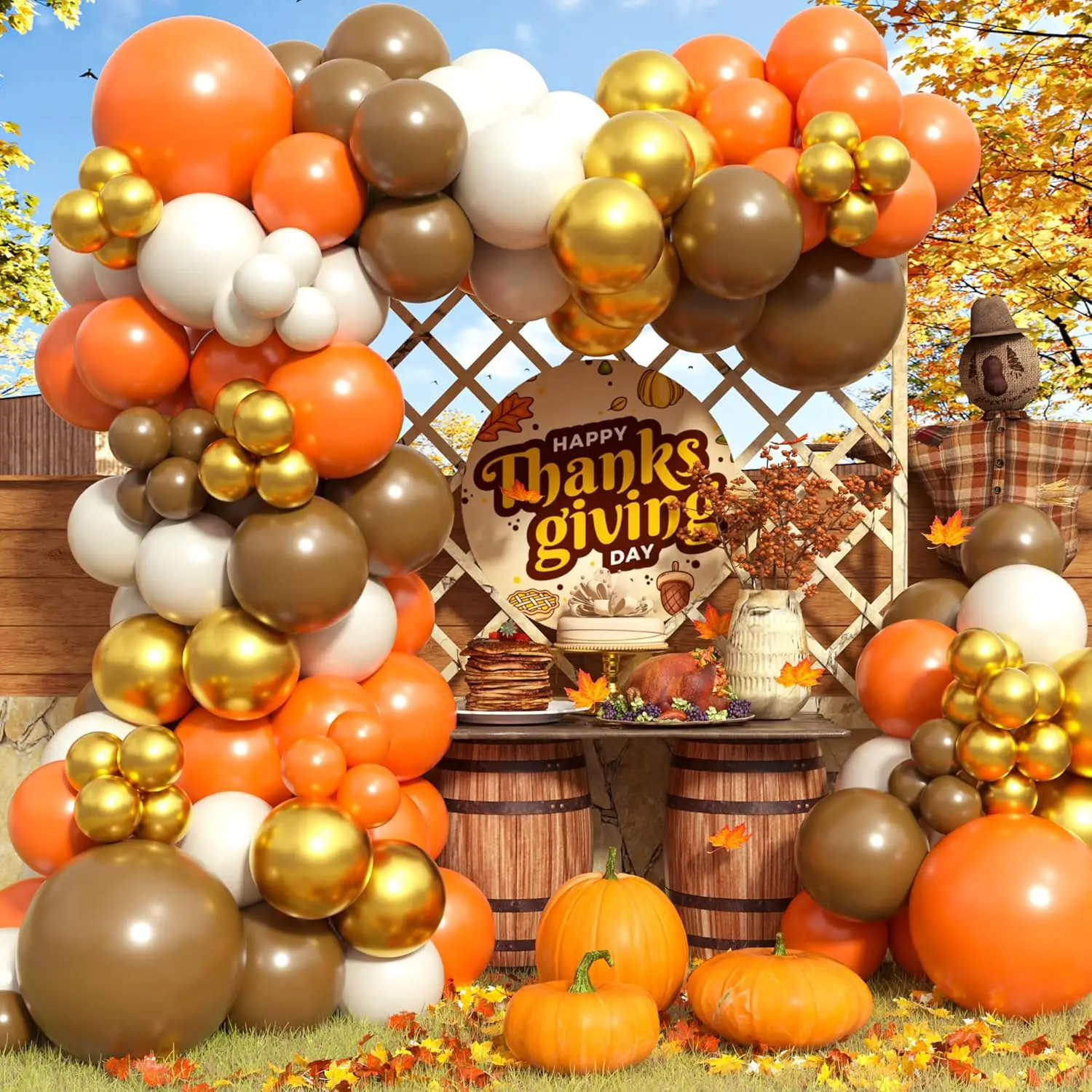 124-teiliges Latex-Ballon-Set in Orange und Gold, geeignet für Geburtstagsfeiern, Hochzeiten, Partydekorationen zum Valentinstag