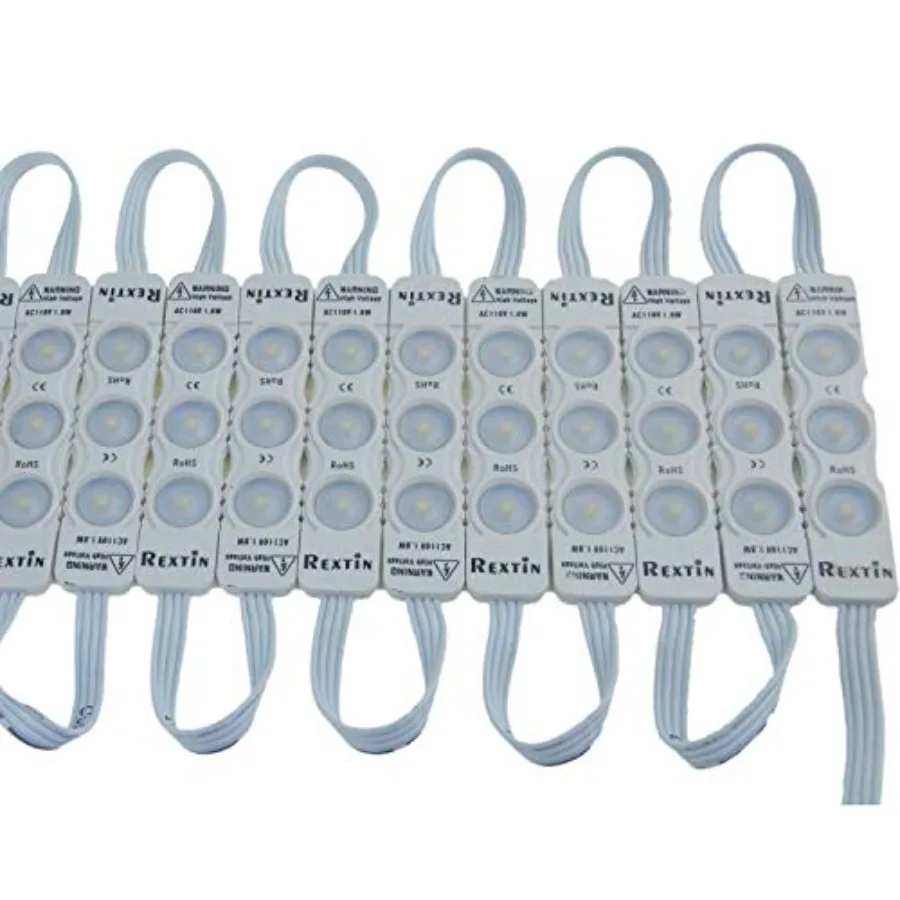 

Super Bright 110V 100pcs New Model 2835 3 LED Module 120-150LM Per Module Waterproof Decorative Light for Letter Sign Advertisi