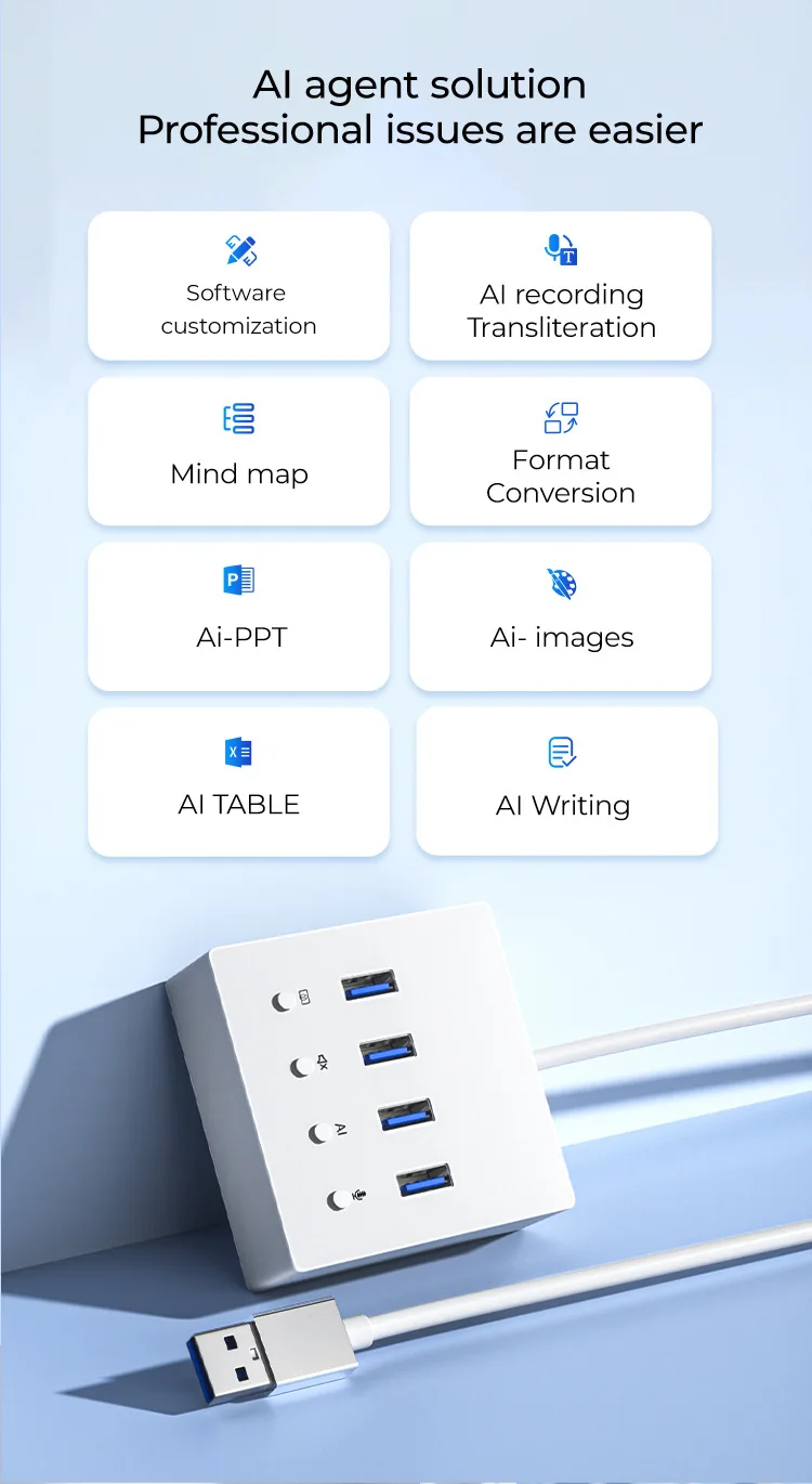 Extension intelligente AI, station d'accueil multi-interface USB 3.0 pour ordinateur portable, multilingue