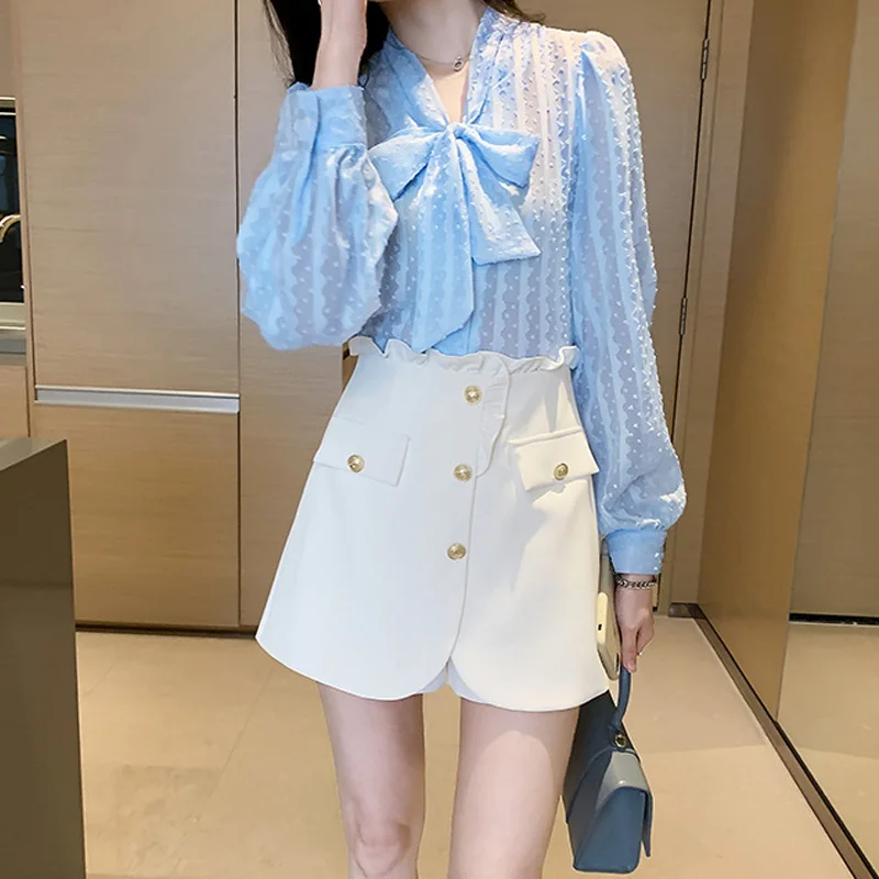 High Waist Elegant Fashion Casual Shorts Solid Color Buttons Femme Straight Temperament Wide Leg Pants Women's Clothing 2023