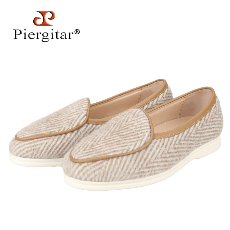 

Piergitar классическая модель абрикосовой рыбьей кости с узором шерстяные летние прогулочные туфли в британском стиле белые резиновые мужские лоферы на нескользящей подошве