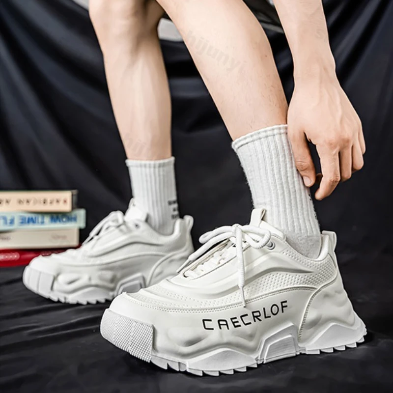 

Large Size Men's Shoes 2025 Spring Autumn New Fashion Breathable Platform Sneakers Height Increase Non Slip Lace Up Casual Shoes