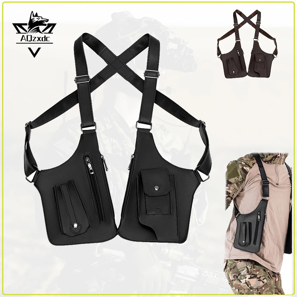 

Tactical Double Shoulder Armpit Bag Pack Anti-Theft Hidden Underarm Double Shoulder Pouch Strap Wallet Pocket for Travel Hiking
