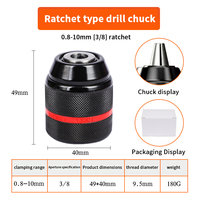 Keyless Self-Locking Ratchet Chuck - 10/13mm Quick-Change Drill Adapter for Bits, Taps & Sockets
