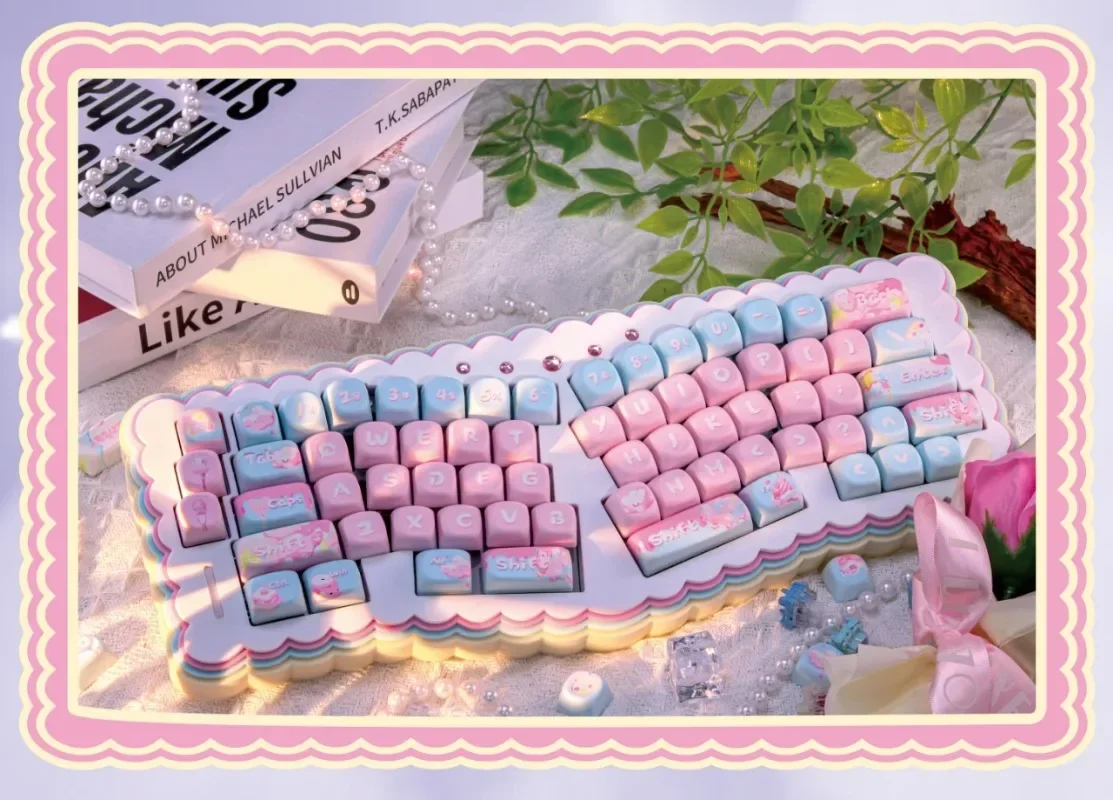 Cute Alice Mechanical Keyboard Acrylic Butter Stacking Kit Wireless 3mode Gasket Hot-Swap RGB Custom Gaming Spring Keyboard Gift