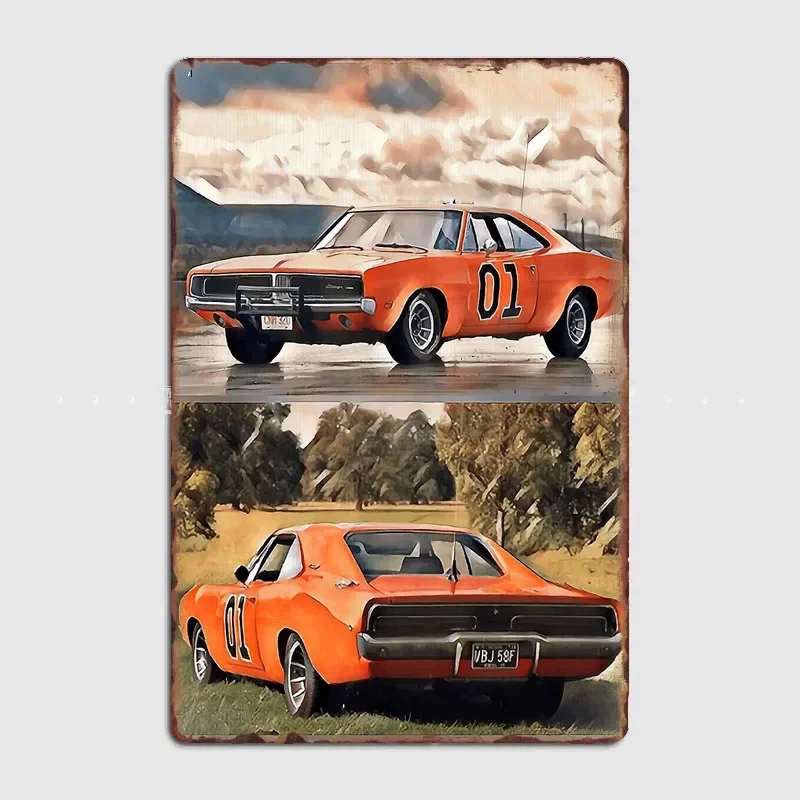 Retro Lover Gift The Dukes Of Hazzard Retro Wave Poster Drawing Print Wall Art Metal Painting Vintage Garage Tin Sign Decor Room
