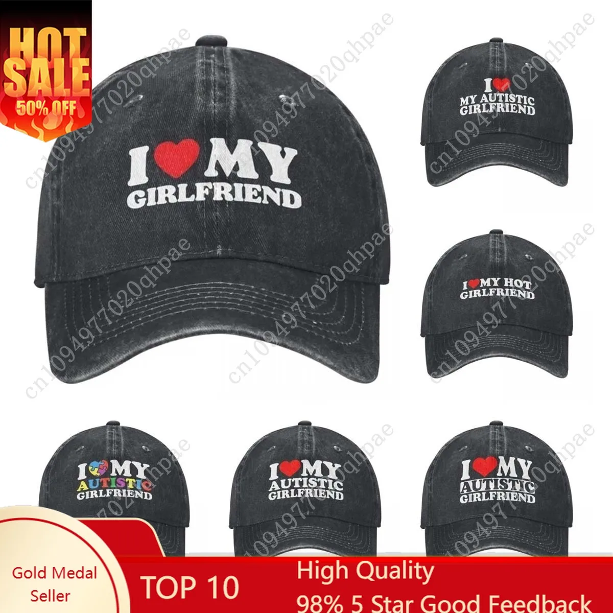 

Vintage I Love My Girlfriend Baseball Caps for Men Women Distressed Washed Sun Cap Outdoor Running Golf Caps Hat
