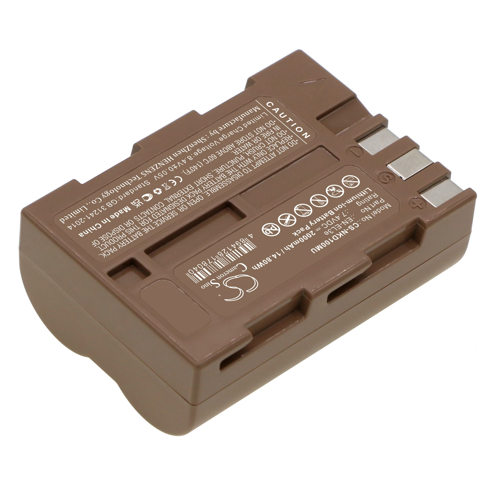 Battery for NiKon D100,D200,D50,D70,D70s,D80,D300S,D700,D90,D300 PN:EN-EL3e (1500mAh / 2000mAh) 7.4V