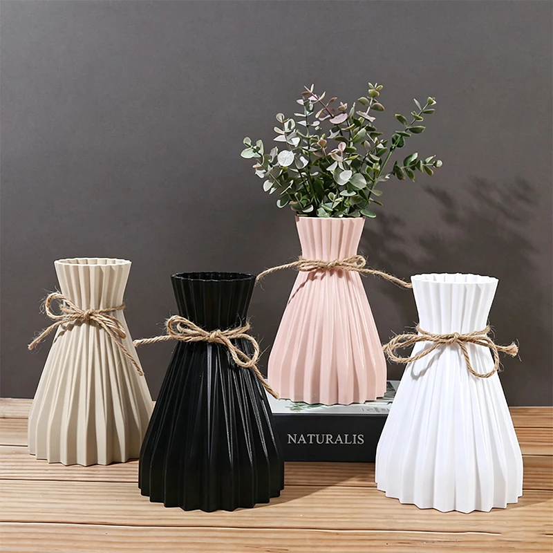 Creative Origami Vase European Pleated Vase Plastic Waist Folding Flower Vase Folding Paper Style Dry Flower Bottle Modern