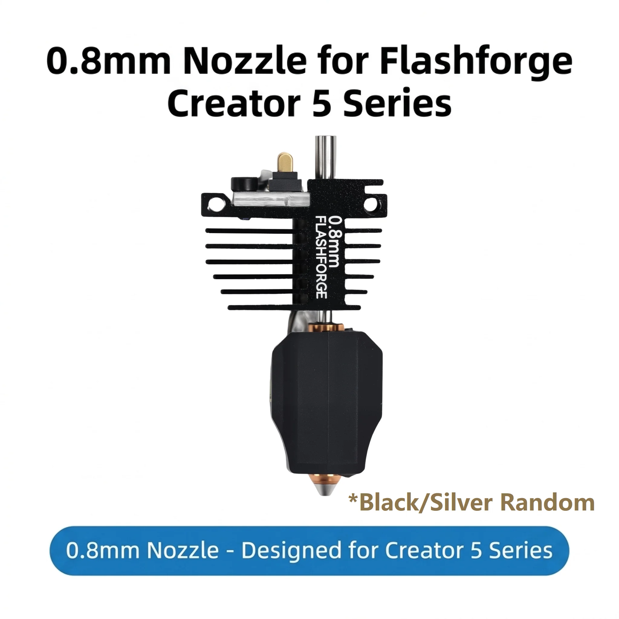 Original Flashforge Creator 5 Nozzle Assembly & Silicone Sock, 0.25/0.4/0.6/0.8mm Hotend for 3D Printer, Black/Silver Random 5