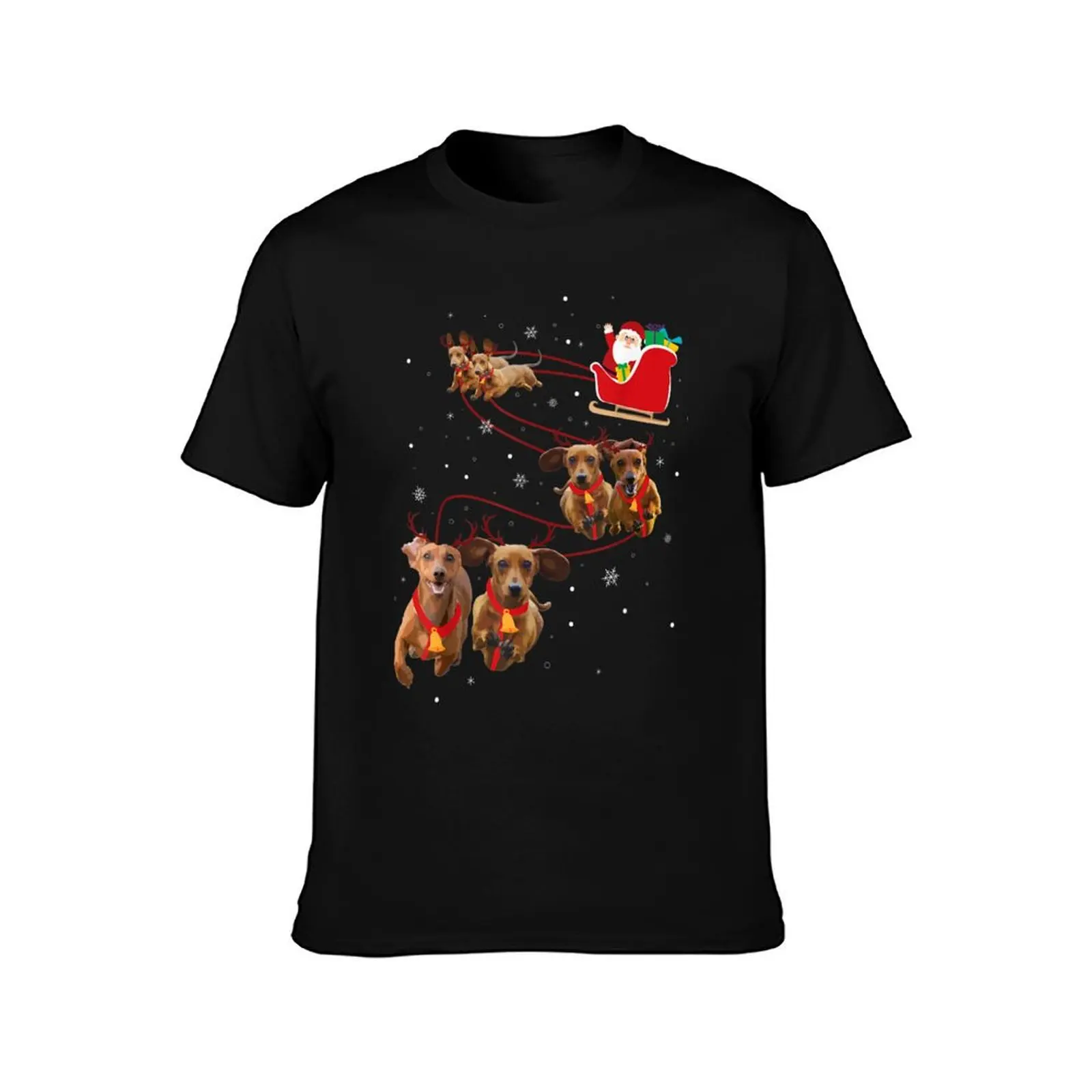 Dachshund Christmas T-Shirt Summer Casual Cotton Tee Oversized Streetwear Tops Vintage Graphic Print Loose Fit Short Sleeve