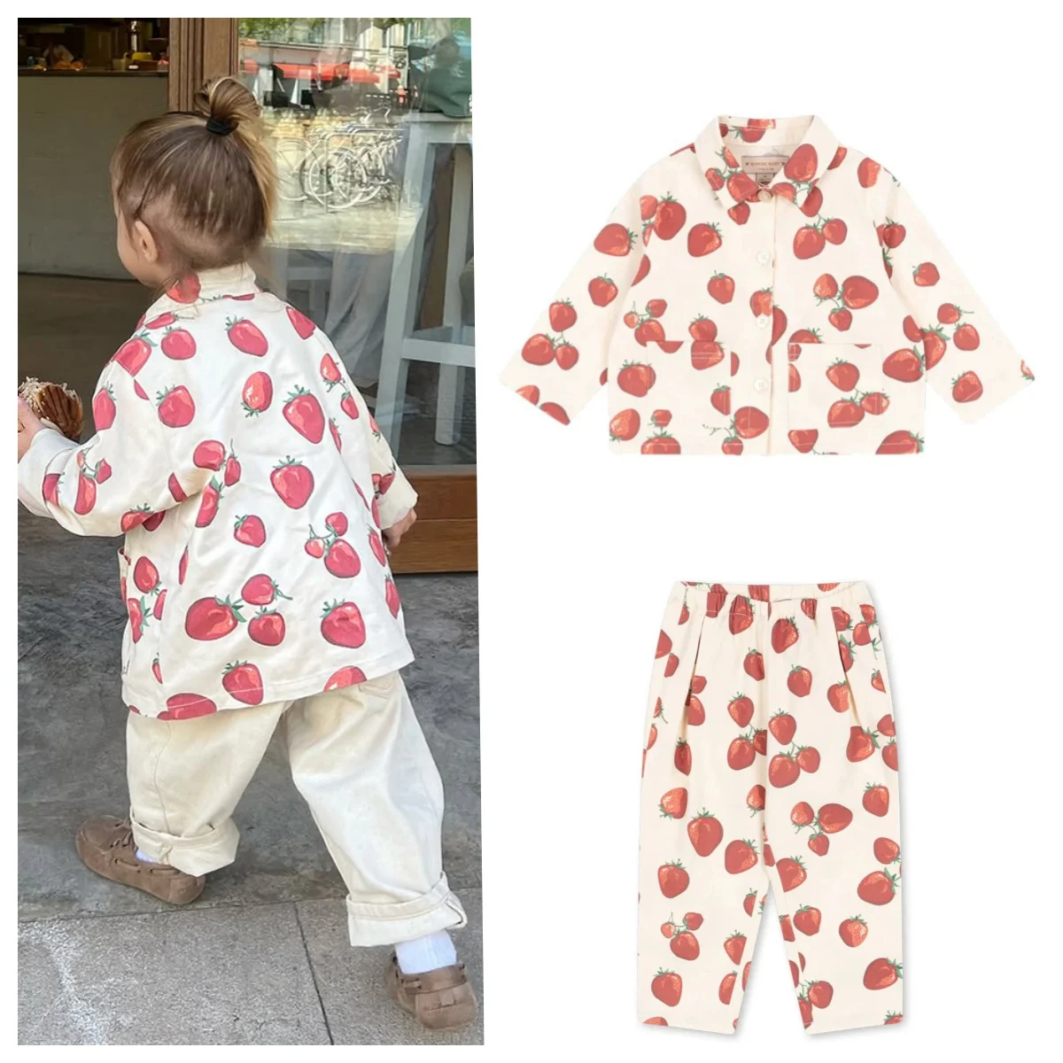 

25 Spring Summer Children's Suits Boys' Girls' Heart Printed Coats + Pants Cardigans Casual Trousers Vests Skirt Sets