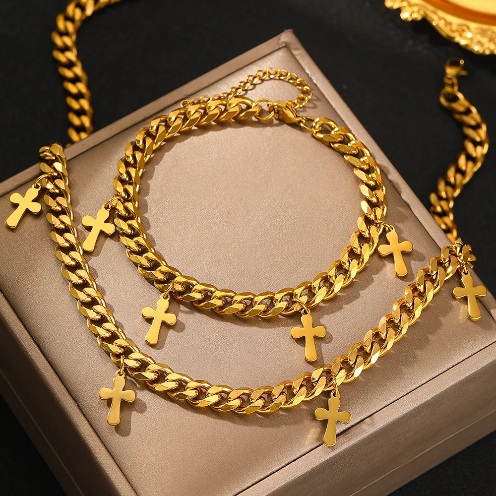 تصميم جديد للزوجين سلسلة كوبية متقاطعة Ins الهيب هوب سلسلة الترقوة متعددة الاستخدامات للرجال والنساء