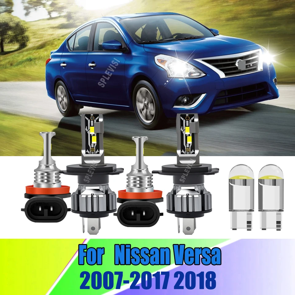 

High/Low Beam LED Headlight Fog Car Lights Improve Visibility at Night For Nissan Versa 2007 2008 2009 2010 2011 2012 2013-2018