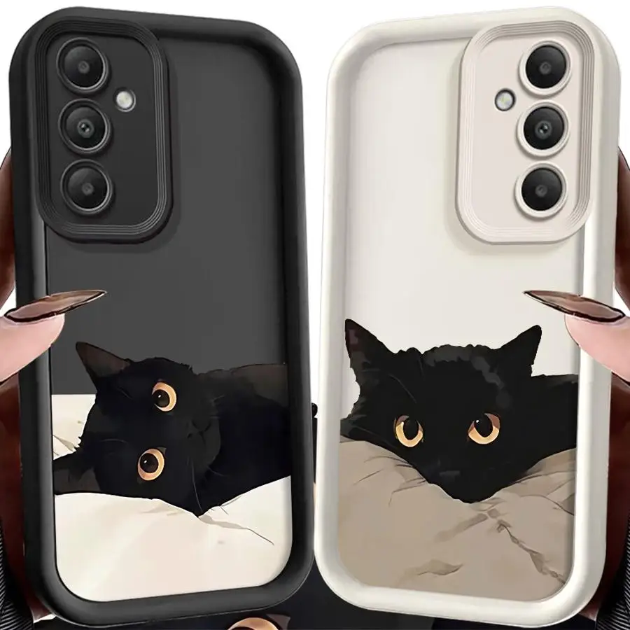 

Cartoon Black Cat Fashion Case for Samsung Galaxy S24 Plus S25 Edge S25 Ultra S21 S24Ultra S20FE S22 S23 FE Phone Cover