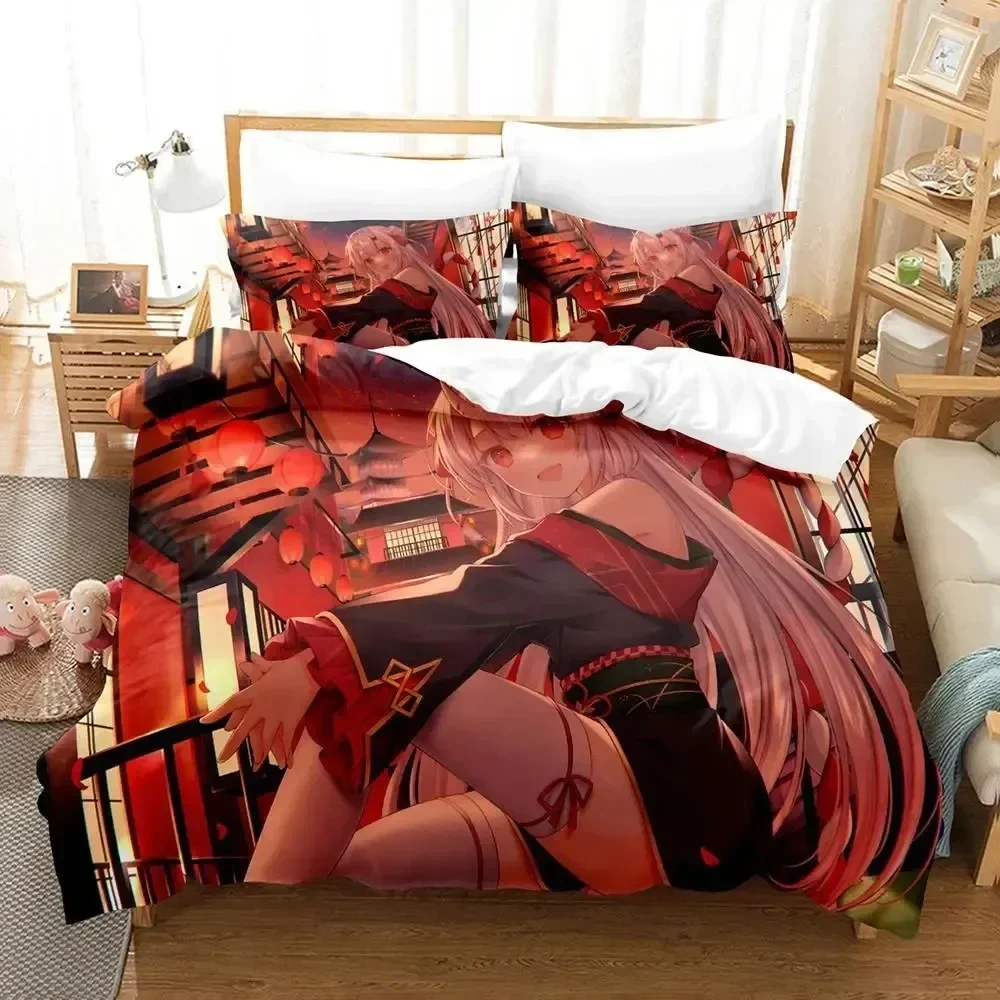 3D Print Anime Nakiri Ayame Bedding Set Bedroom Soft Modern Bedspreads Comefortable Kids Duvet Cover Quilt Cover And Pillowcase